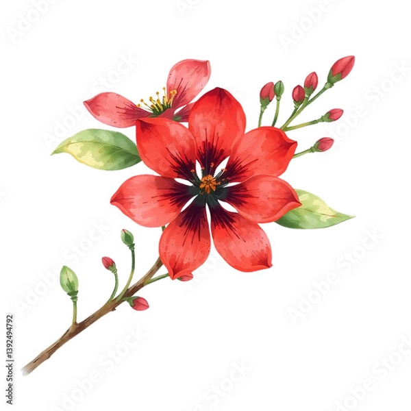 Obraz red hibiscus flower isolated