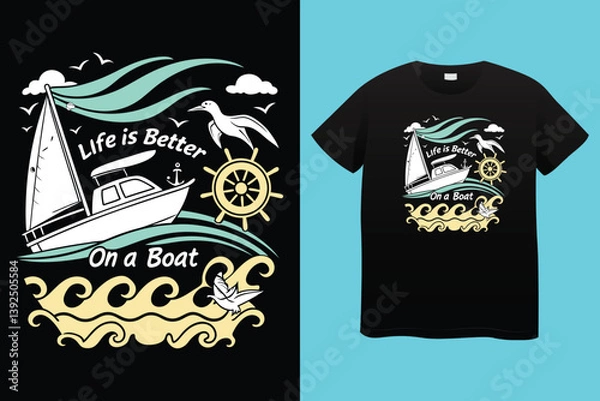 Fototapeta boating t-shirt design vector elements, boating vector art