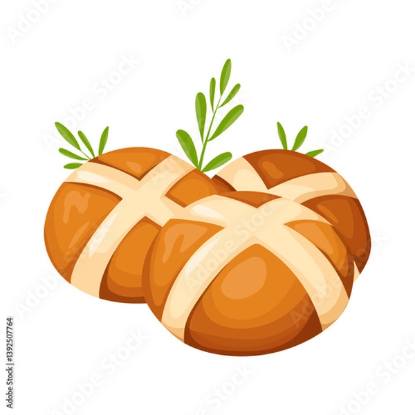 Obraz Hot Cross Buns Vector Illustration
