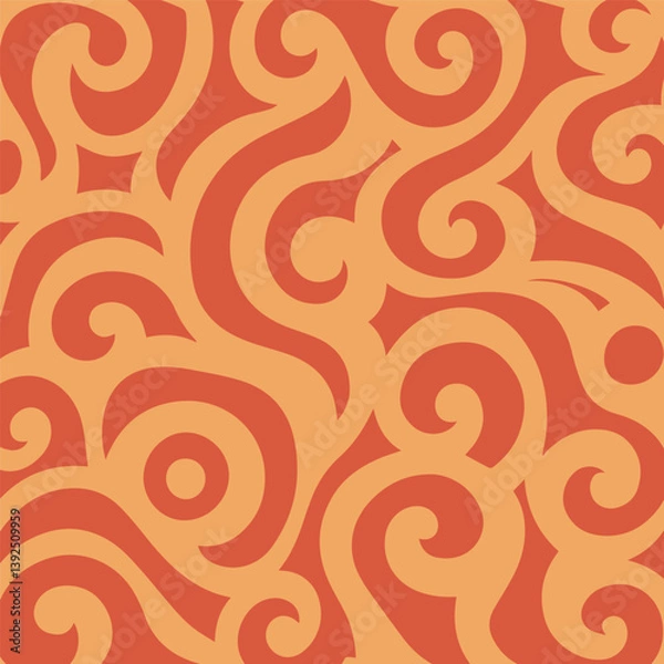 Obraz Groovy Background with Curved Lines, Retro Style Vector Illustration