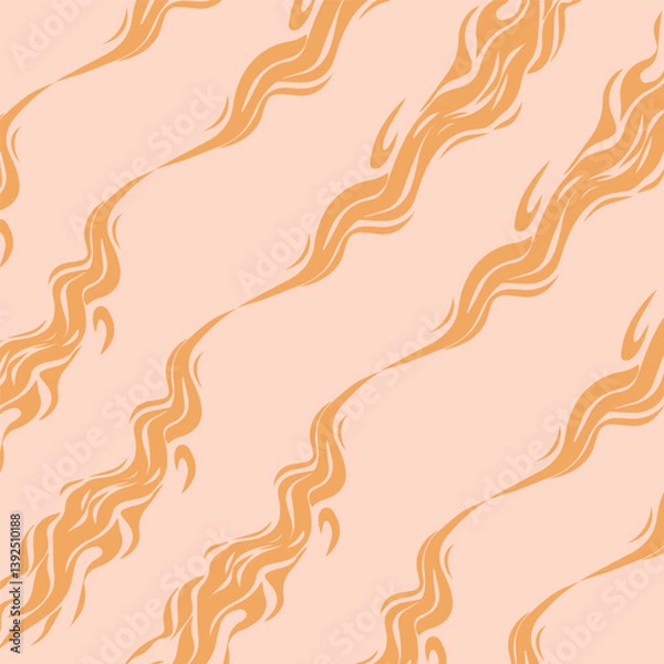 Fototapeta Groovy Background with Flames, Retro Style Vector Illustration