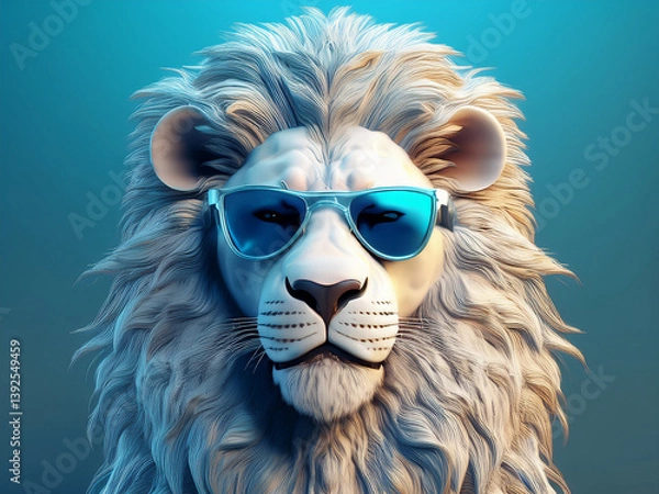 Obraz Lion wearing sunglasses 3D model