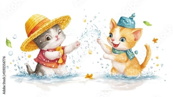 Obraz Playing in the water on Songkran Day