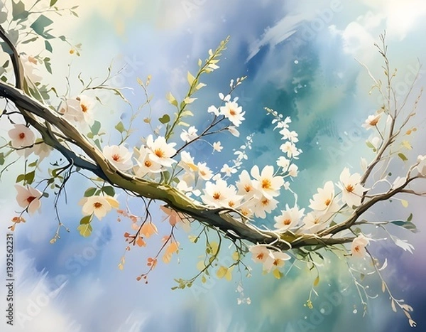 Obraz delicate watercolor  blossoms on a branch