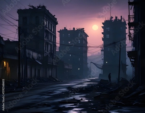Fototapeta creepy gothic architecture in a moonlit landscape