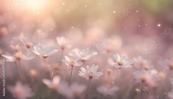 Obraz romantic floral background with blurred petals and light