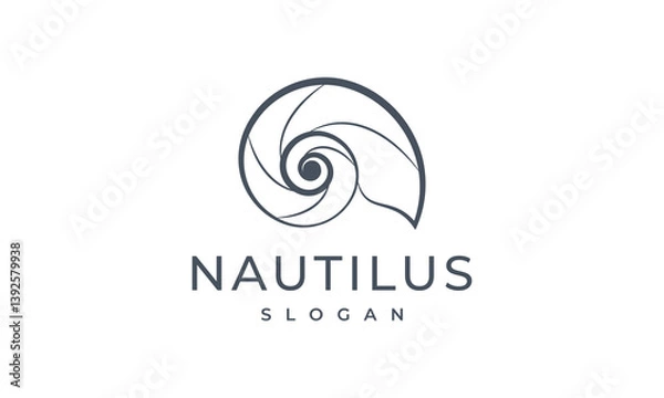 Obraz nautilus logo vector illustration, seashell logo template