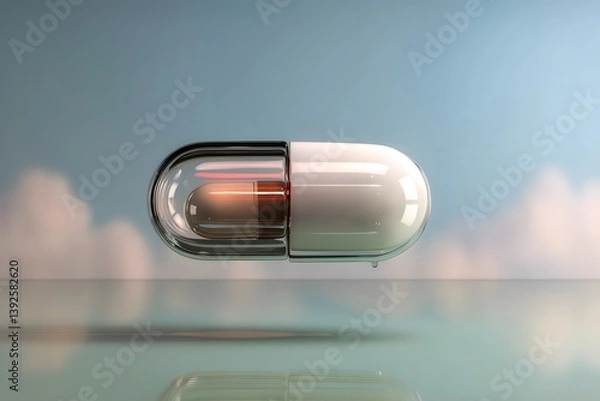 Obraz Floating Capsule with Transparent Shell and Colorful Interior