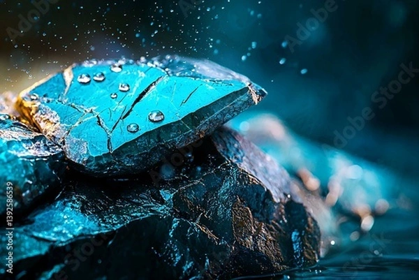 Obraz Macro shot emphasizing intricate details of stones with moody atmospheric backdrop