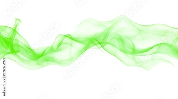 Obraz Green smoke isolated on a white background with simple design and clean lines, perfect for clip art style graphics, featuring no shadows or gradients,