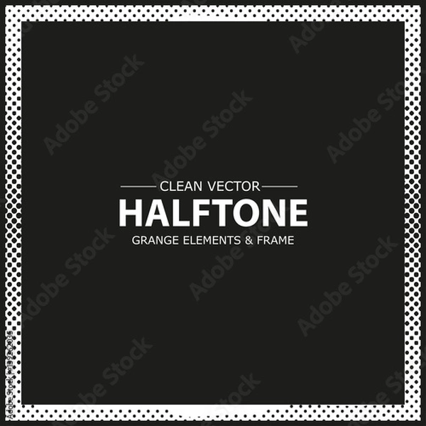 Fototapeta Abstract halftone dots frame. Vector grunge background.