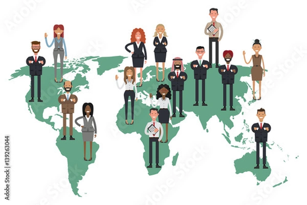 Fototapeta business people composing a world map