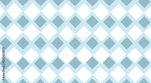 Fototapeta Serene Geometry: A Study in Blue and White Rhombuses AI Generated