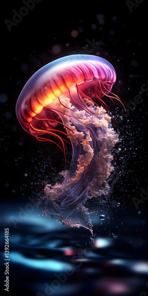 Fototapeta A jellyfish is shown in a black and white photo