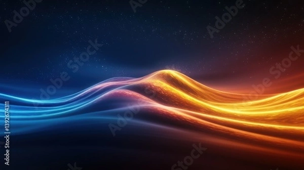 Fototapeta Dynamic mountain paths vibrant flowing lights abstract art digital landscape futuristic view conceptual energy