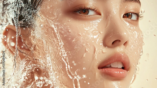 Obraz young woman washing face