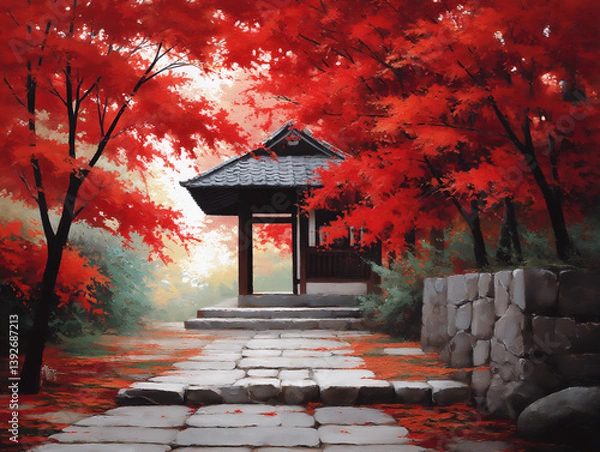 Obraz name: autumn temple garden