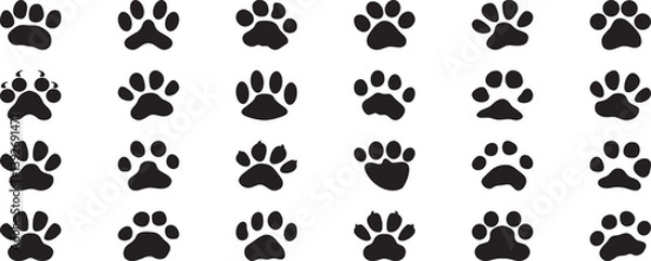 Fototapeta cat and dog paw prints vector icon