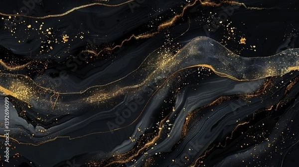 Obraz Luxurious Marble Texture with Golden Veins: The Ultimate Presentation of Luxury! The picture focuses on the delicate texture of marble. Against a warm base color, golden veins wind through, like flowi