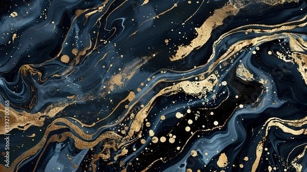 Obraz Luxurious Marble Texture with Golden Veins: The Ultimate Presentation of Luxury! The picture focuses on the delicate texture of marble. Against a warm base color, golden veins wind through, like flowi