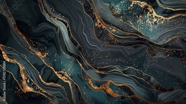 Obraz Luxurious Marble Texture with Golden Veins: The Ultimate Presentation of Luxury! The picture focuses on the delicate texture of marble. Against a warm base color, golden veins wind through, like flowi