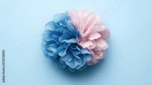 Fototapeta Stunning artistic representation of a flower set against a blue background created with paint splash technique