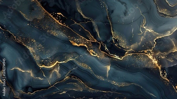 Obraz Luxurious Marble Texture with Golden Veins: The Ultimate Presentation of Luxury! The picture focuses on the delicate texture of marble. Against a warm base color, golden veins wind through, like flowi