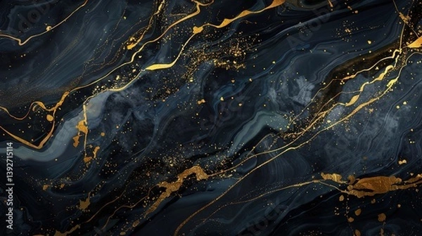 Obraz Luxurious Marble Texture with Golden Veins: The Ultimate Presentation of Luxury! The picture focuses on the delicate texture of marble. Against a warm base color, golden veins wind through, like flowi