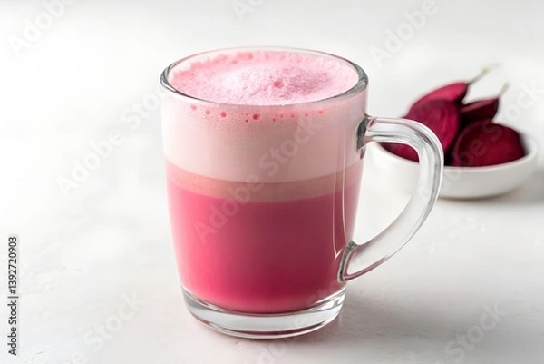 Obraz Beetroot Latte in Clear Glass Mug
