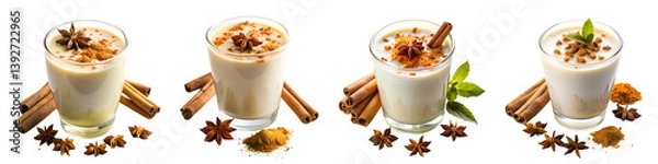 Fototapeta Spiced yogurt drink isolated on a transparent background.