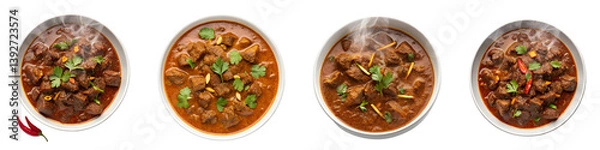 Fototapeta Spiced mutton curry isolated on a transparent background.