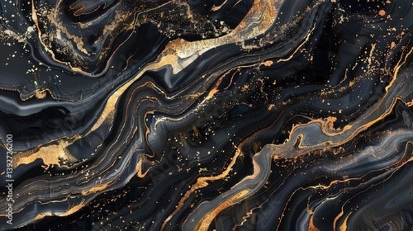 Obraz Luxurious Marble Texture with Golden Veins: The Ultimate Presentation of Luxury! The picture focuses on the delicate texture of marble. Against a warm base color, golden veins wind through, like flowi