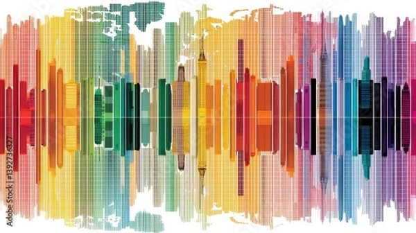 Obraz Abstract colorful vertical stripes background, vibrant rainbow spectrum, textured paint effect, digital art.