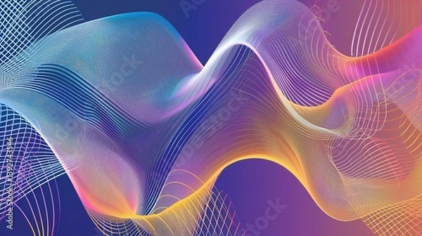 Obraz Explore Modern Corporate Aesthetics: A Feast of Gradient Geometric Line Art! The image showcases dynamic and vibrant gradient geometric lines. The smooth lines interweave in the light and shadow gradi