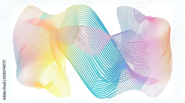 Obraz Explore Modern Corporate Aesthetics: A Feast of Gradient Geometric Line Art! The image showcases dynamic and vibrant gradient geometric lines. The smooth lines interweave in the light and shadow gradi