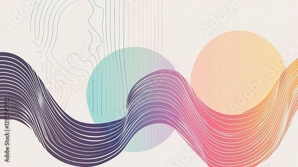 Obraz Explore Modern Corporate Aesthetics: A Feast of Gradient Geometric Line Art! The image showcases dynamic and vibrant gradient geometric lines. The smooth lines interweave in the light and shadow gradi