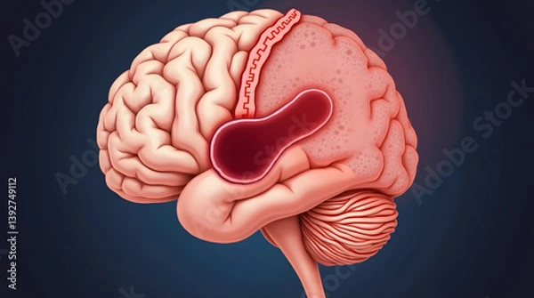 Fototapeta 3d rendered illustration of human brain mini stroke spot highlight