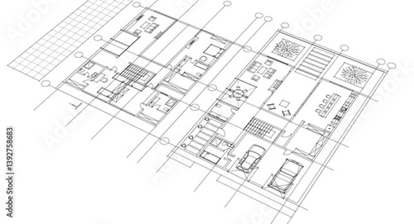 Obraz house draft floor plans facades sections