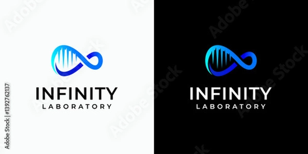 Obraz Vector logo design of the infinite DNA symbol with a modern, simple, clean and abstract style. Icon for business, research, science and personal branding.