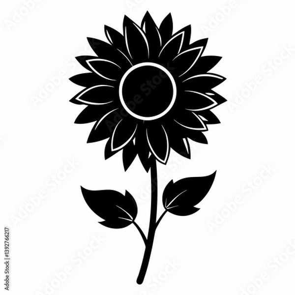 Obraz Sunflower Shine black silhouette vector