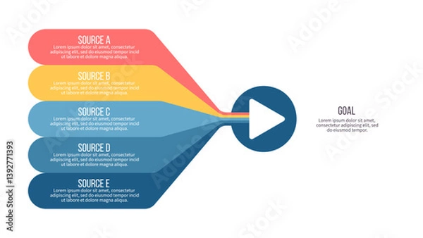 Fototapeta Business infographic template. Goal chart with five options, steps. Vector chart.