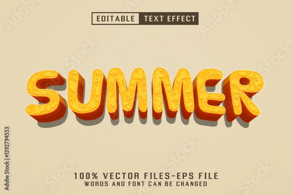 Fototapeta Hello Summer 3d Text - Editable Text Effect