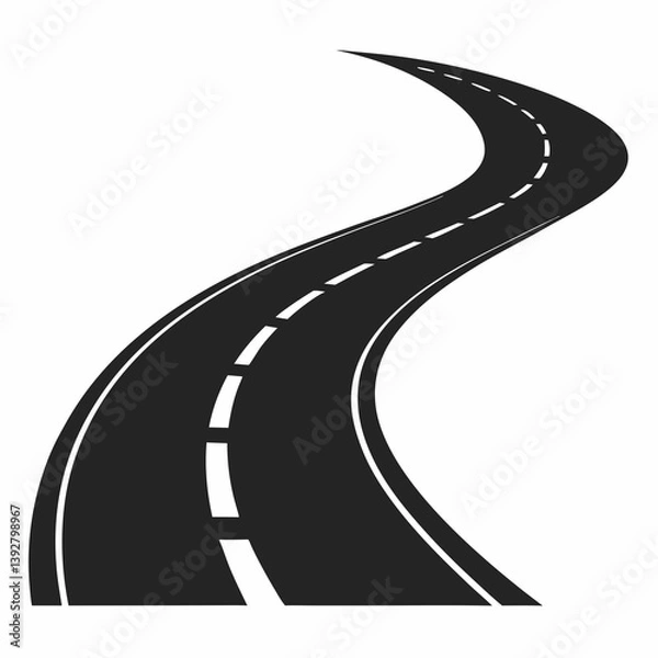 Fototapeta asphalt road with white lines
