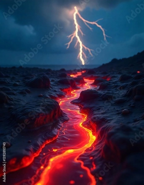 Obraz lightning in the lava