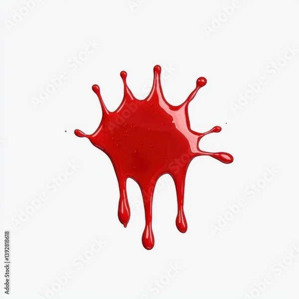 Fototapeta Red Paint Splatter on White Background