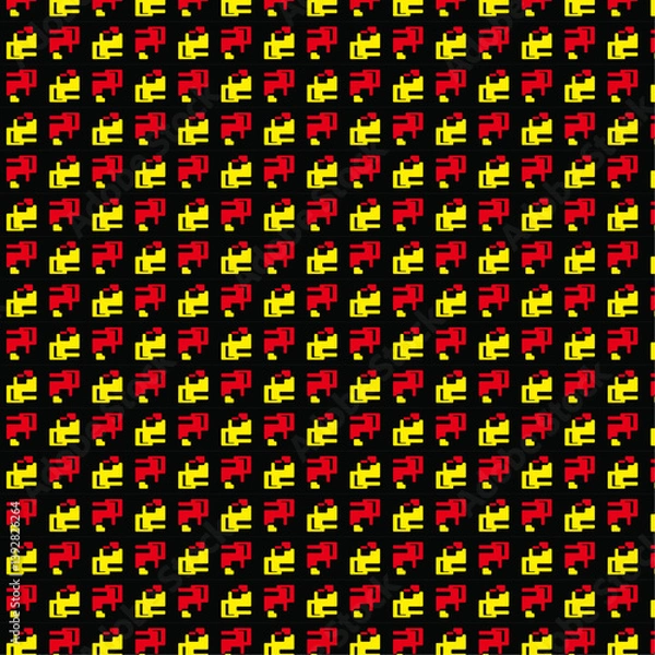 Fototapeta Pixel L Pattern - Yellow and Red Retro Design