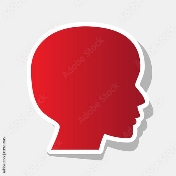 Fototapeta People head sign. Vector. New year reddish icon with outside stroke and gray shadow on light gray background.