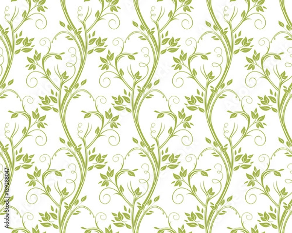 Fototapeta Seamless curly floral pattern. Stems and leaves of ornamental grasses.