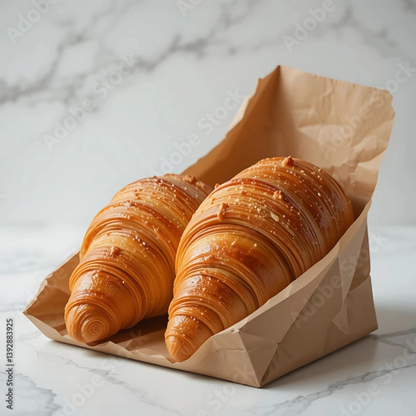 Obraz Croissants in Paper Bag with Transparent Window