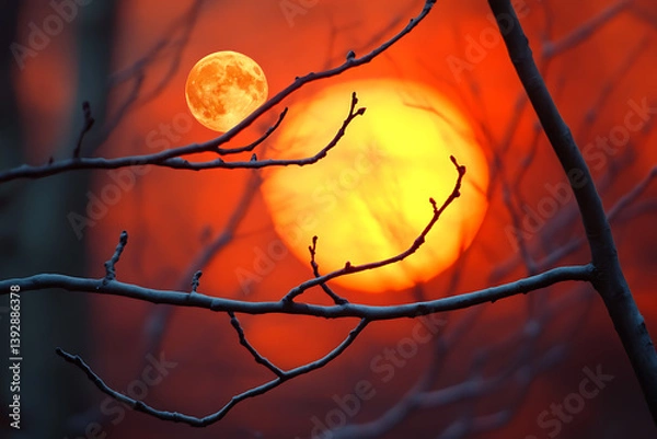 Obraz The sunset paints the sky in golden, orange, and pink shades, as the sun slowly disappears behind the horizon. This moment brings peace and tranquility, perfect for relaxation and enjoying nature.


